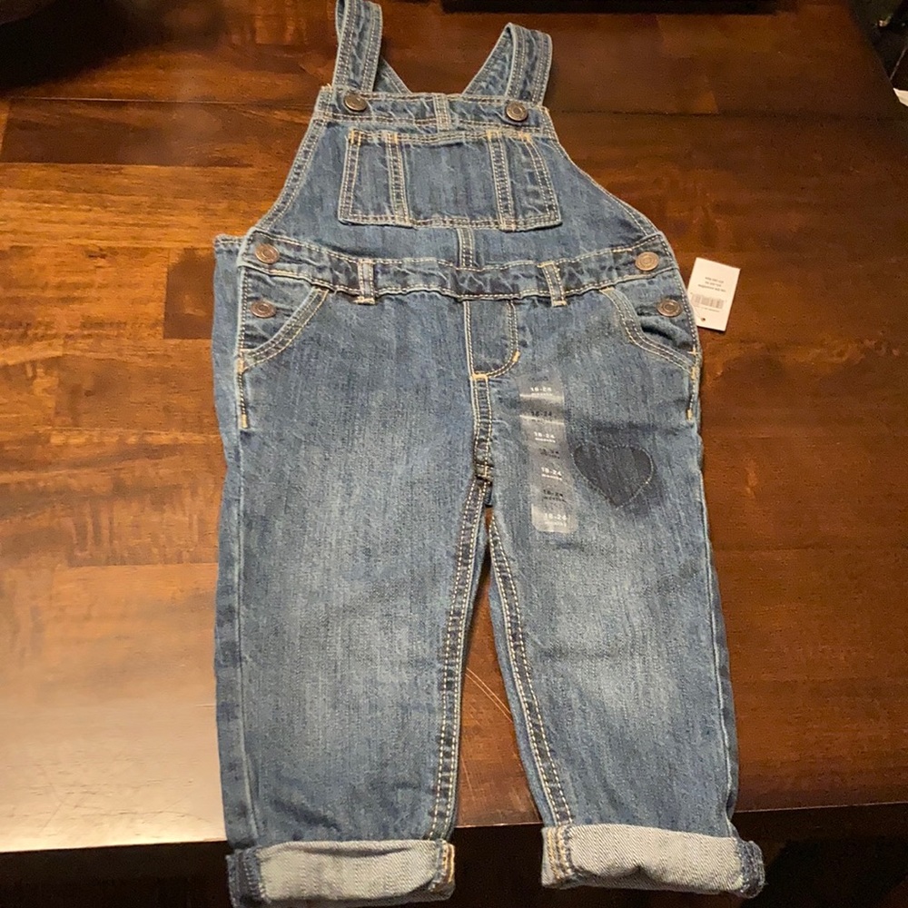 GAP overalls with heart on leg